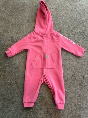 Carhartt Pink Hooded Zip Romper with Front Pocket